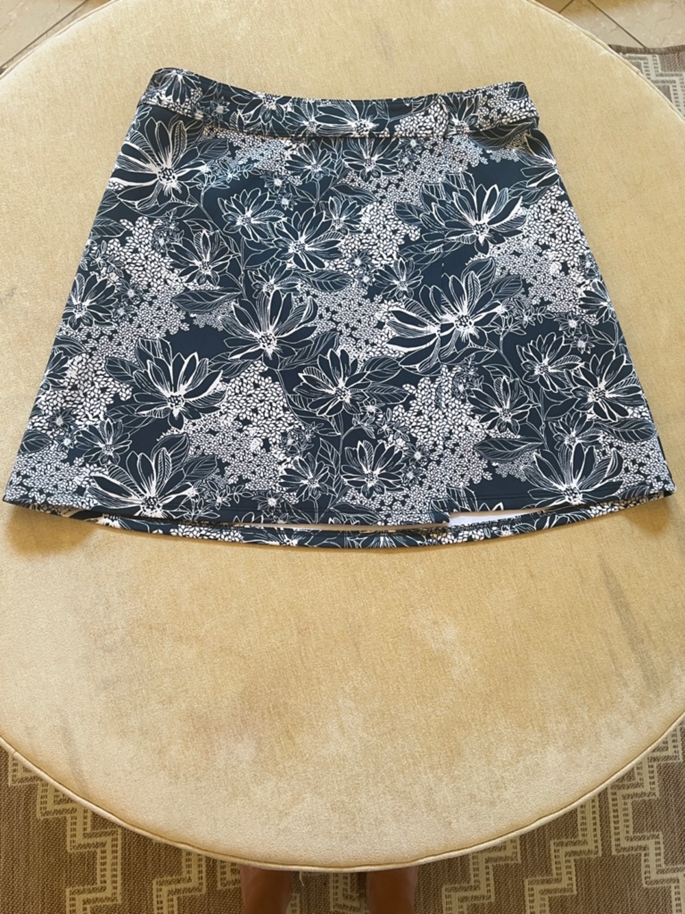 Abercrombie & Fitch Navy and White Floral A-Line Skirt